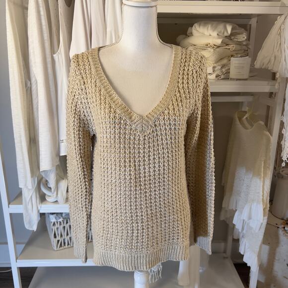 Poof Excellence women's sz. medium beige tunic length sweater #2157 - Picture 1 of 9